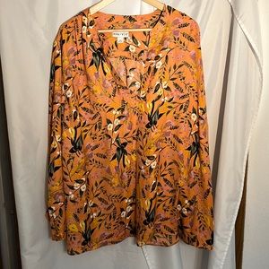 Ava & Viv Women’s Long Sleeve Floral Boho Blouse, Size 4X